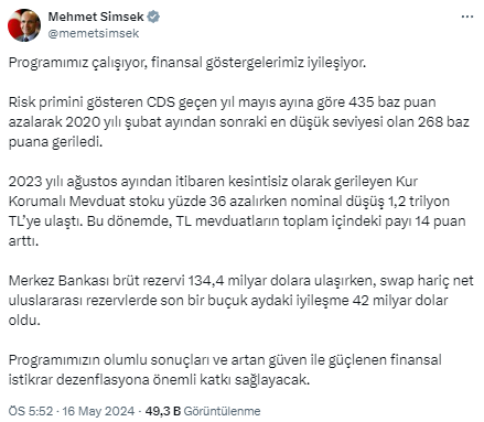 Bakan Şimşek rakam vererek duyurdu: Programımız çalışıyor
