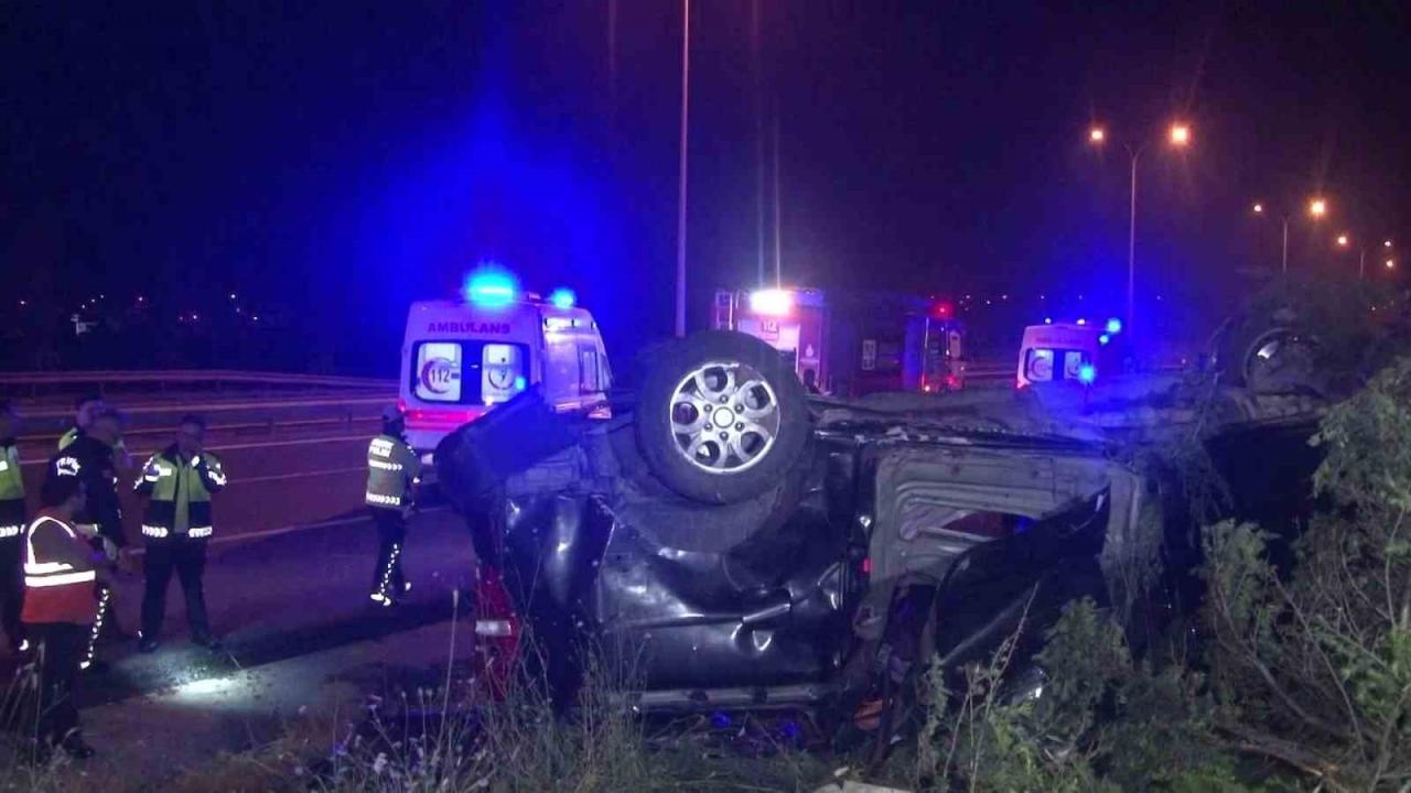 Çatalca’da kontrolden çıkan araç takla attı: 14 yaralı!