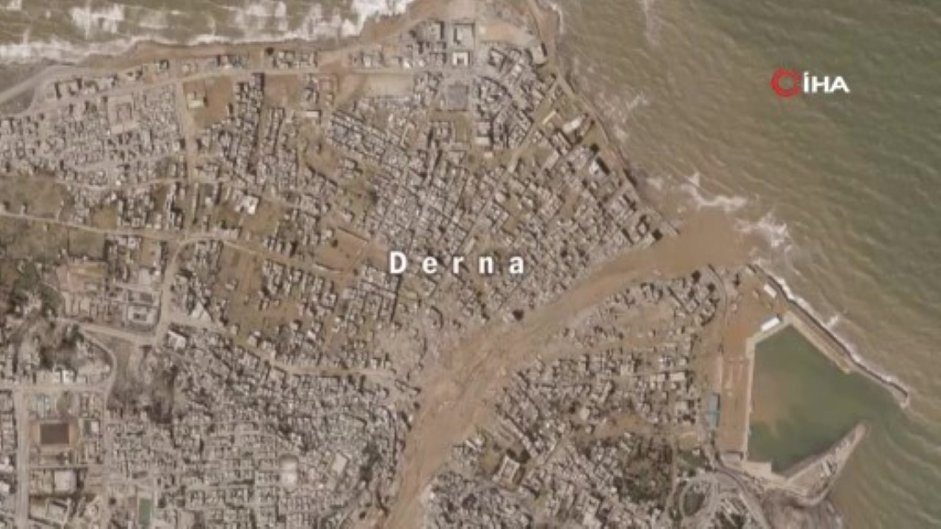 Libya’daki sel felaketinin boyutu uydudan görüntülendi