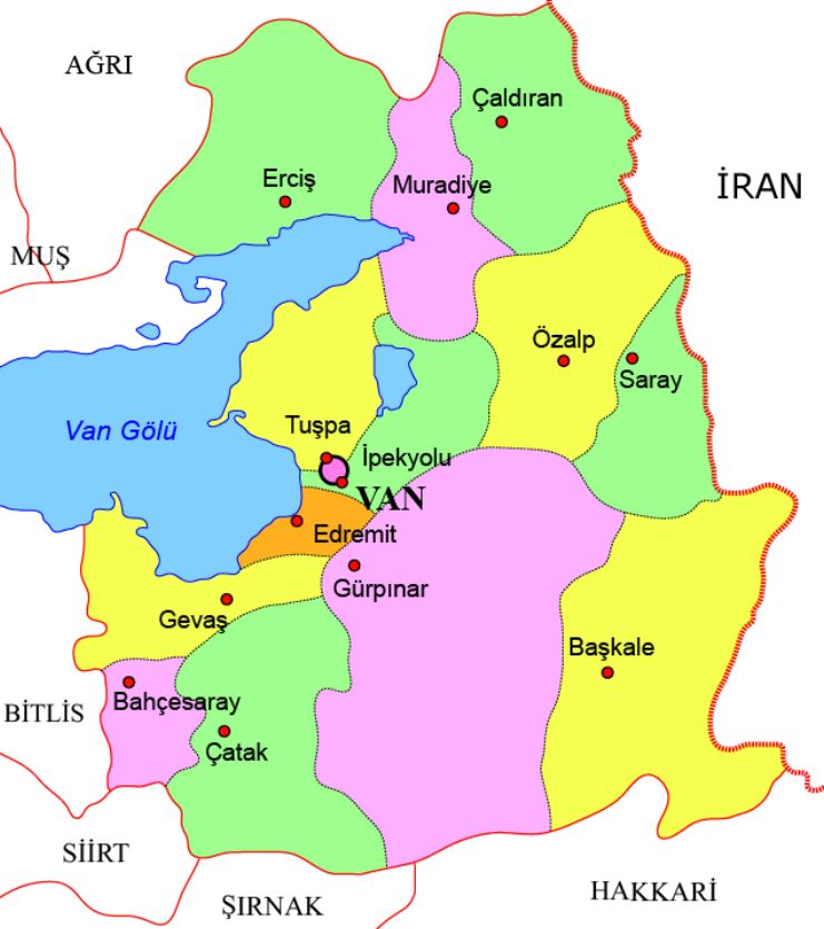 Van ilçelerinin oy oranları