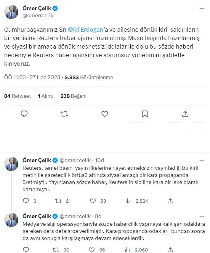 AK Parti Sözcüsü Çelik’ten Reuters’a tepki
