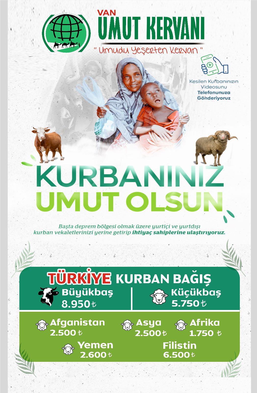 Van Umut Kervanı 2023 kurban bedellerini açıkladı