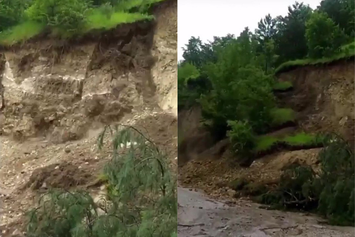 Amasya’da korkutan heyelan kamerada
