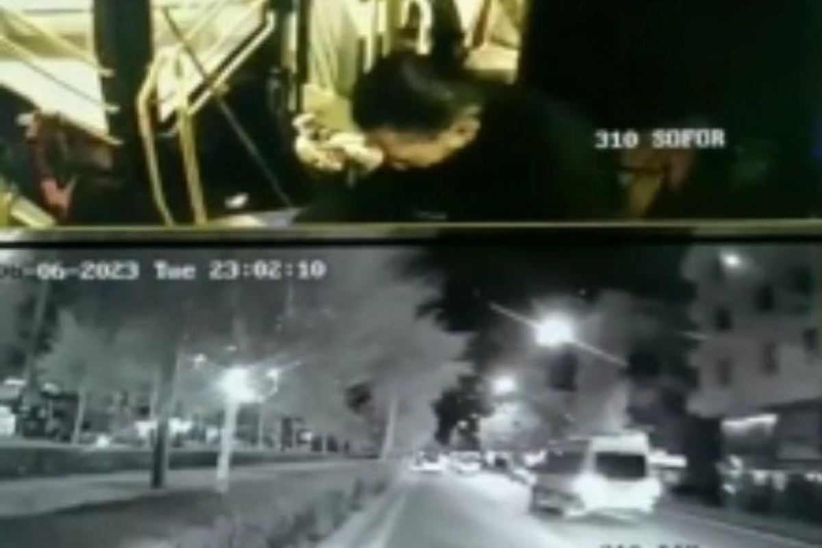 Yoldan çıkan halk otobüsünün tramvay yoluna girmesi kamerada