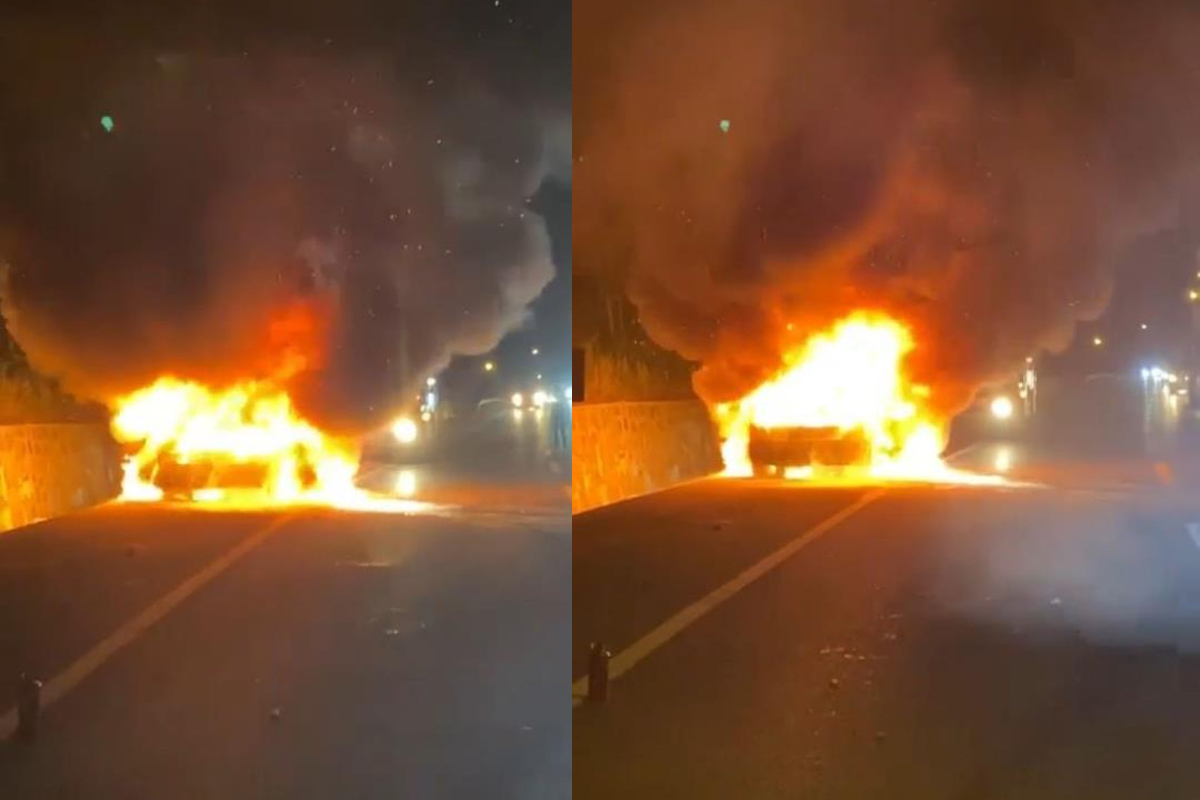 Otomobil alev topuna döndü: Sürücü son anda kurtuldu