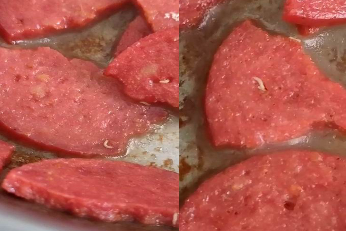 Marketten aldığı sucuğun içinden kurtçuk fışkırdı