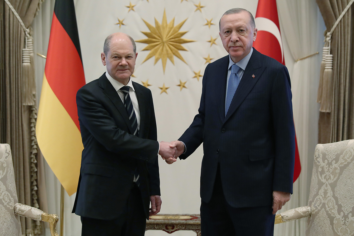 Cumhurbaşkanı Erdoğan, Almanya Federal Cumhuriyeti Şansölyesi Scholz ile görüştü