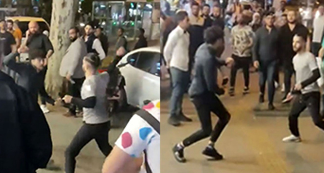 Sarıyer'de taksici ve minibüs şoförünün kavgası kameraya yansıdı