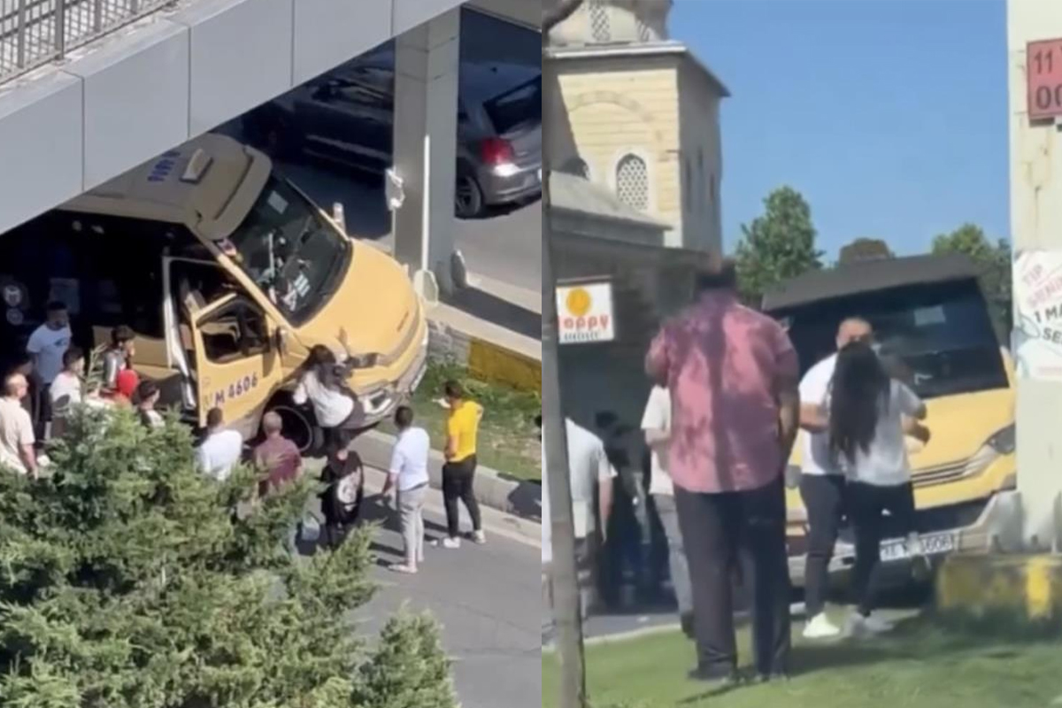 İstanbul’da trafikte akılalmaz olay kameraya yansıdı: Siniri krizi geçirip minibüsün direksiyonunu kırdı