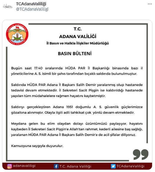 HÜDA PAR Genel Başkan Yardımcısı Halef Yılmaz: Münferit bir olay değil