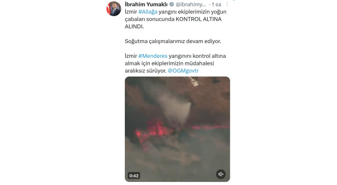 Bakan Yumaklı’dan İzmir’deki yangınlarla ilgili açıklama