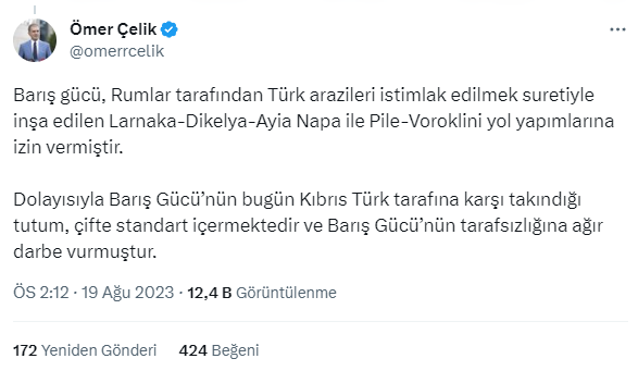 Türk ve BM askerlerini karşı karşıya getiren müdahaleye AK Parti'den tepki: KKTC'nin egemenlik haklarına kimse saygısızlık yapamaz