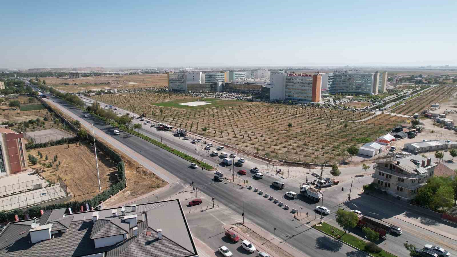 Konya Şehir Hastanesi önünde köprülü kavşak çalışmalarına başlandı