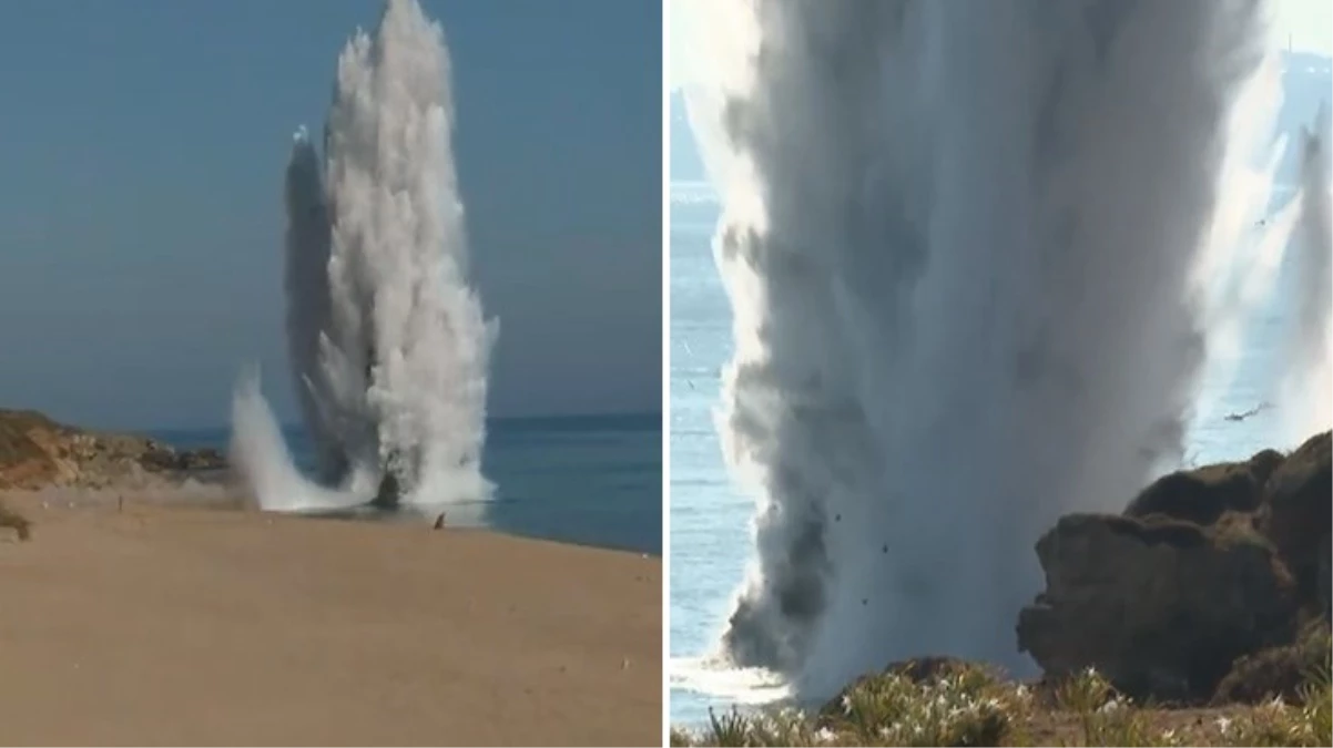 Şile’de denizde bulunan top mermileri imha edildi! Sular 30 metreye kadar yükseldi, işte o anlar
