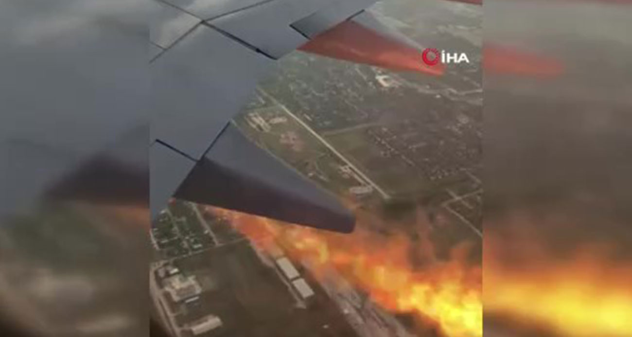 ABD-Meksika uçağının motoru alev aldı