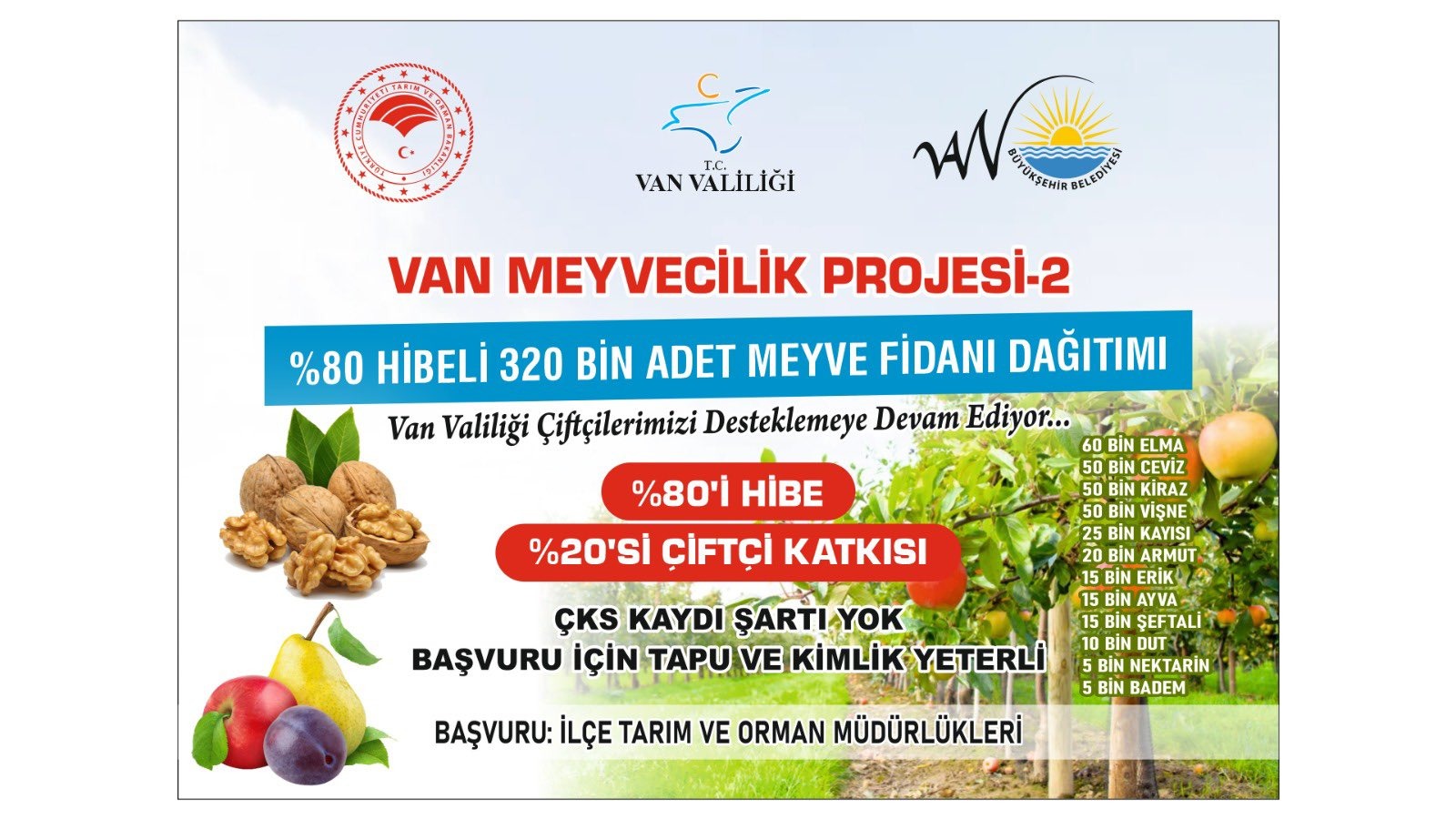 Van’da yüzde 80 hibeli meyve fidanı dağıtımı yapılıyor