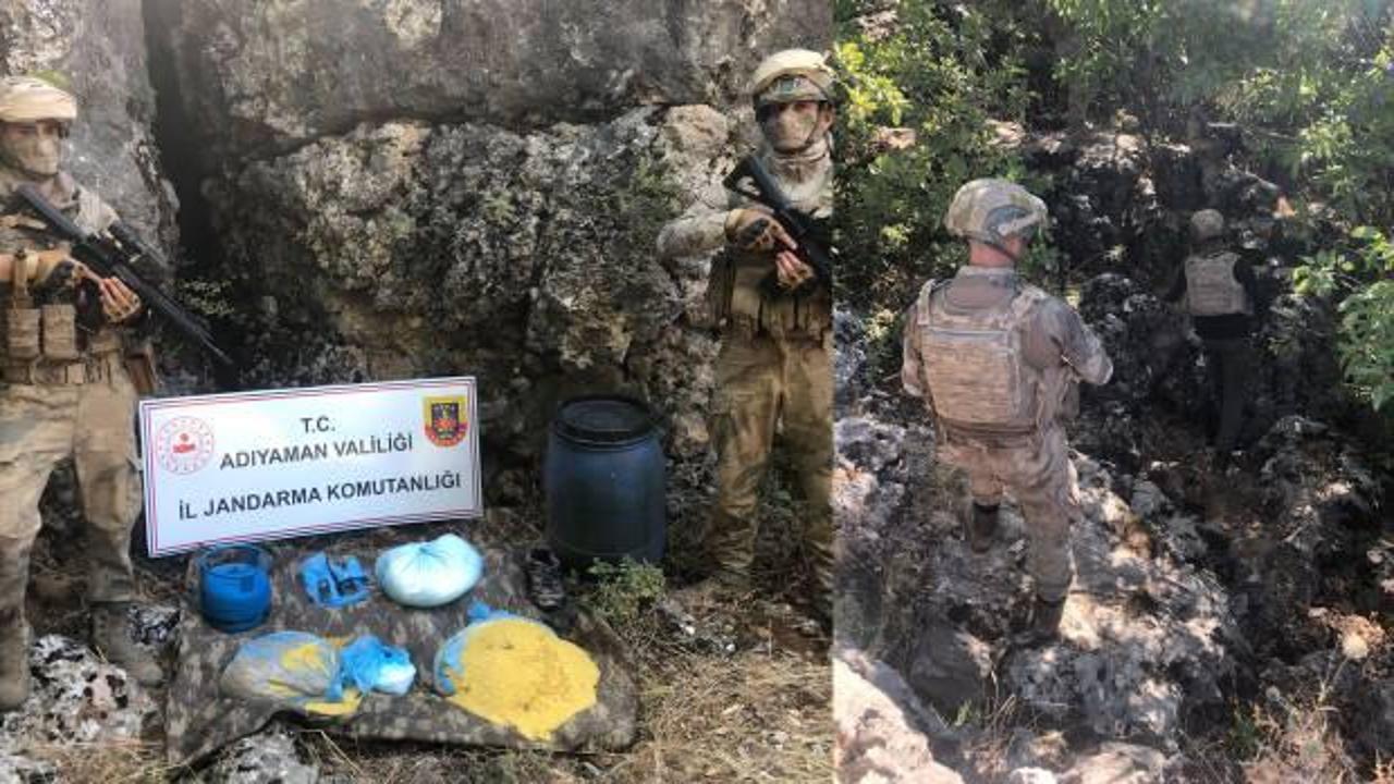 Adıyaman’da, PKK’lı teröristlere ait yaşam malzemesi ele geçirildi