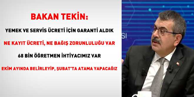 Özel okullar ‘yemek ve servis’ ücretleri hakkında Bakan Tekin’e garanti verdi
