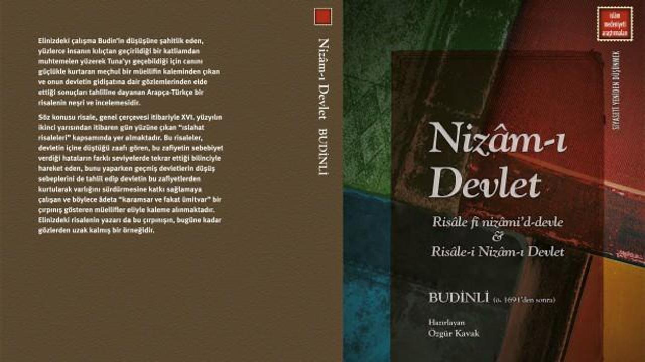 İslâm Medeniyeti Araştırmaları Dizisinden yeni kitap: Nizâm-ı Devlet
