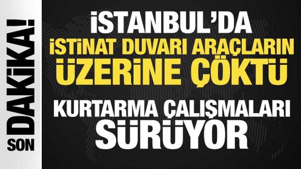 Pendik’te istinat duvarı araçların üzerine çöktü!