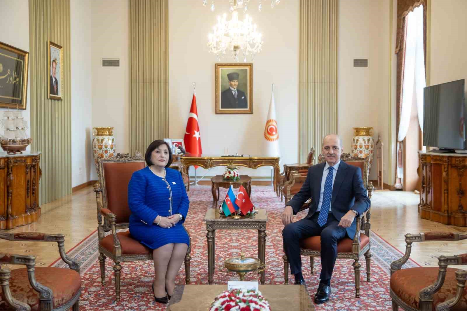 TBMM Başkanı Kurtulmuş, Azerbaycan Milli Meclis Başkanı Gafarova ile bir araya geldi