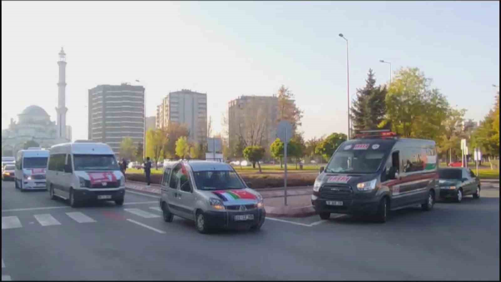 Filistin için özgürlük konvoyu Kayseri’den İncirlik’e hareket etti