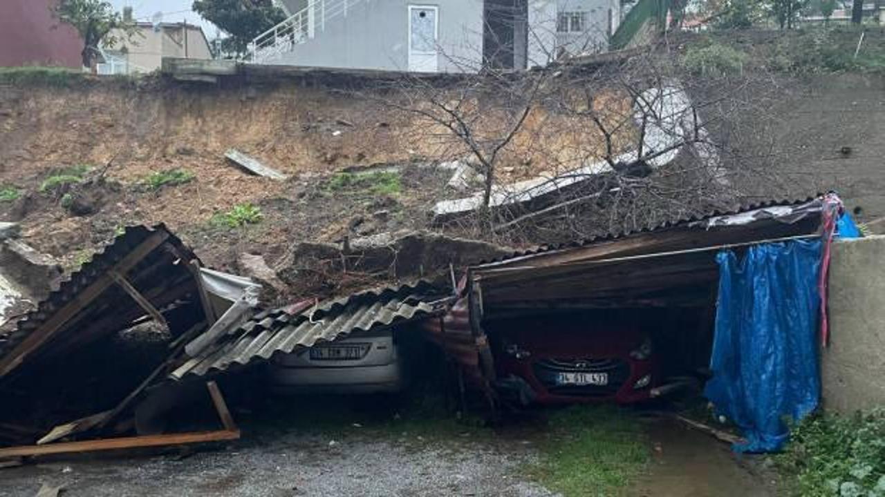 Sarıyer’de istinat duvarı araçların üzerine çöktü!