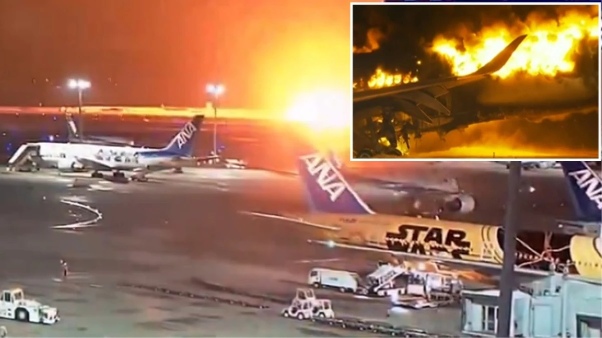 Japonya’da 400 yolculu uçaktaki patlama anı kamerada! Bir anda alev topuna döndü