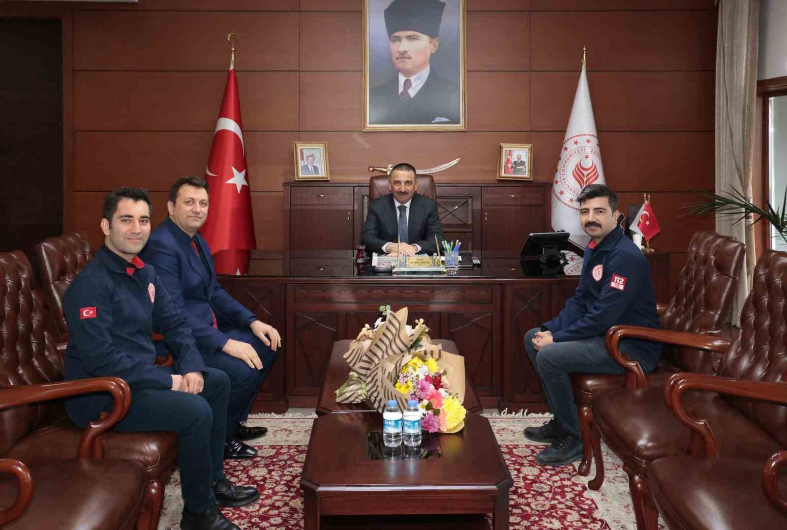 112 Acil Çağrı Merkezi Müdürü Cemal Kar, Vali Hacıbektaşoğlu’nu ziyaret etti