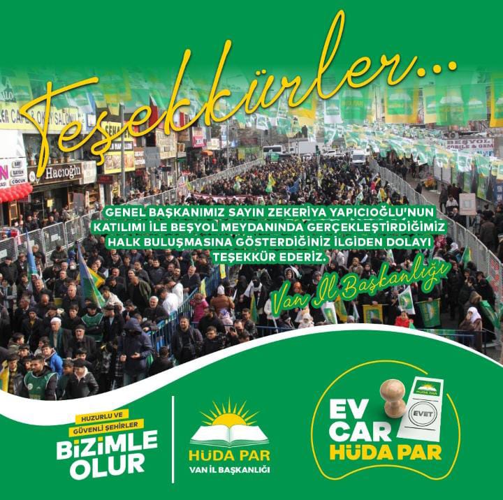 HÜDA PAR Van İl Başkanlığından Vanlılara teşekkür!