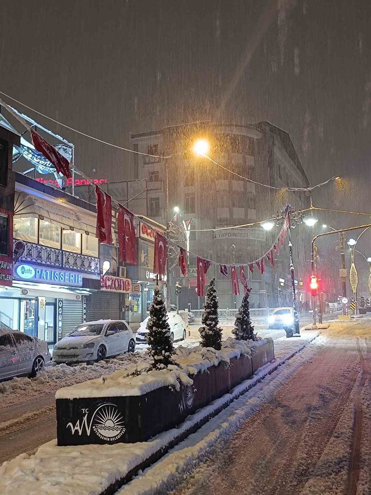 Van’da aşırı kar yağışına dayanamayan ağaç yola devrildi