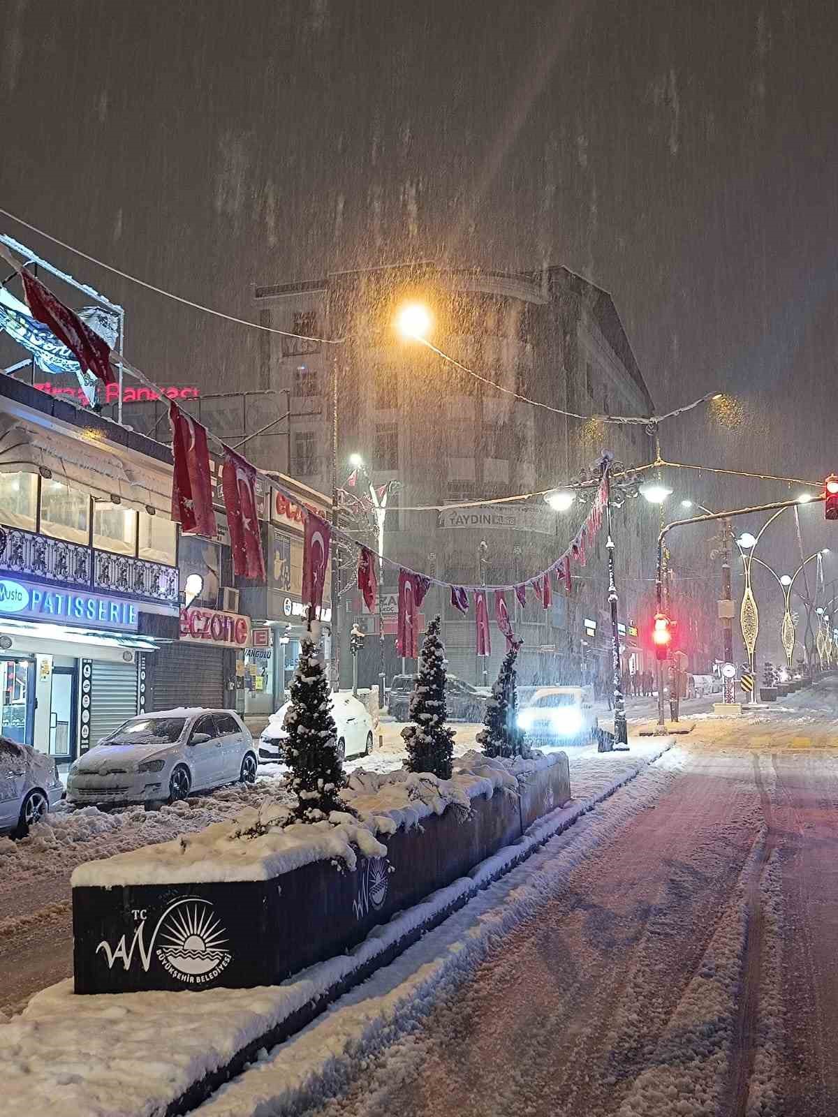 Van’da aşırı kar yağışına dayanamayan ağaç yola devrildi