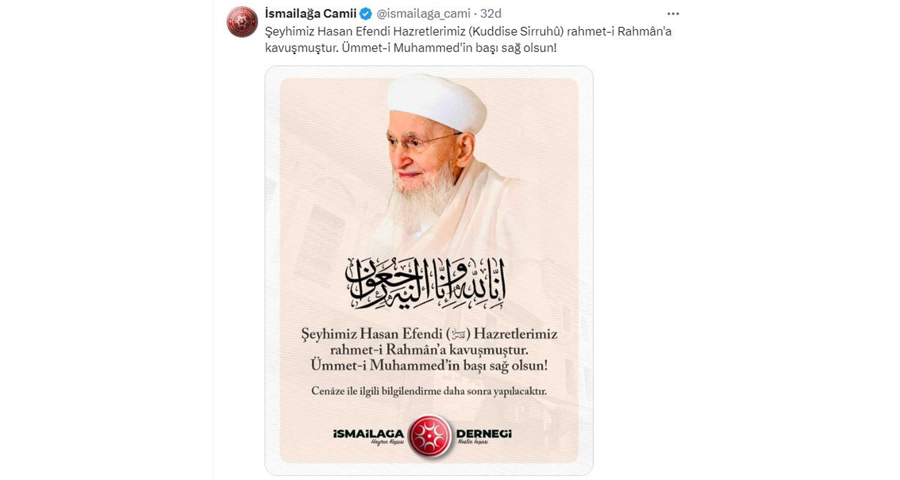 İsmailağa Cemaati lideri Hasan Kılıç hayatını kaybetti