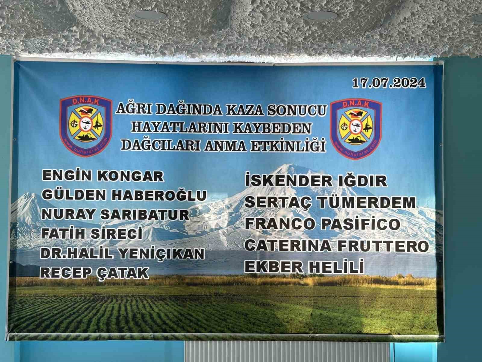 Ağrı Dağı’ tırmanışı sırasında hayatını kaybeden 10 dağcı anıldı