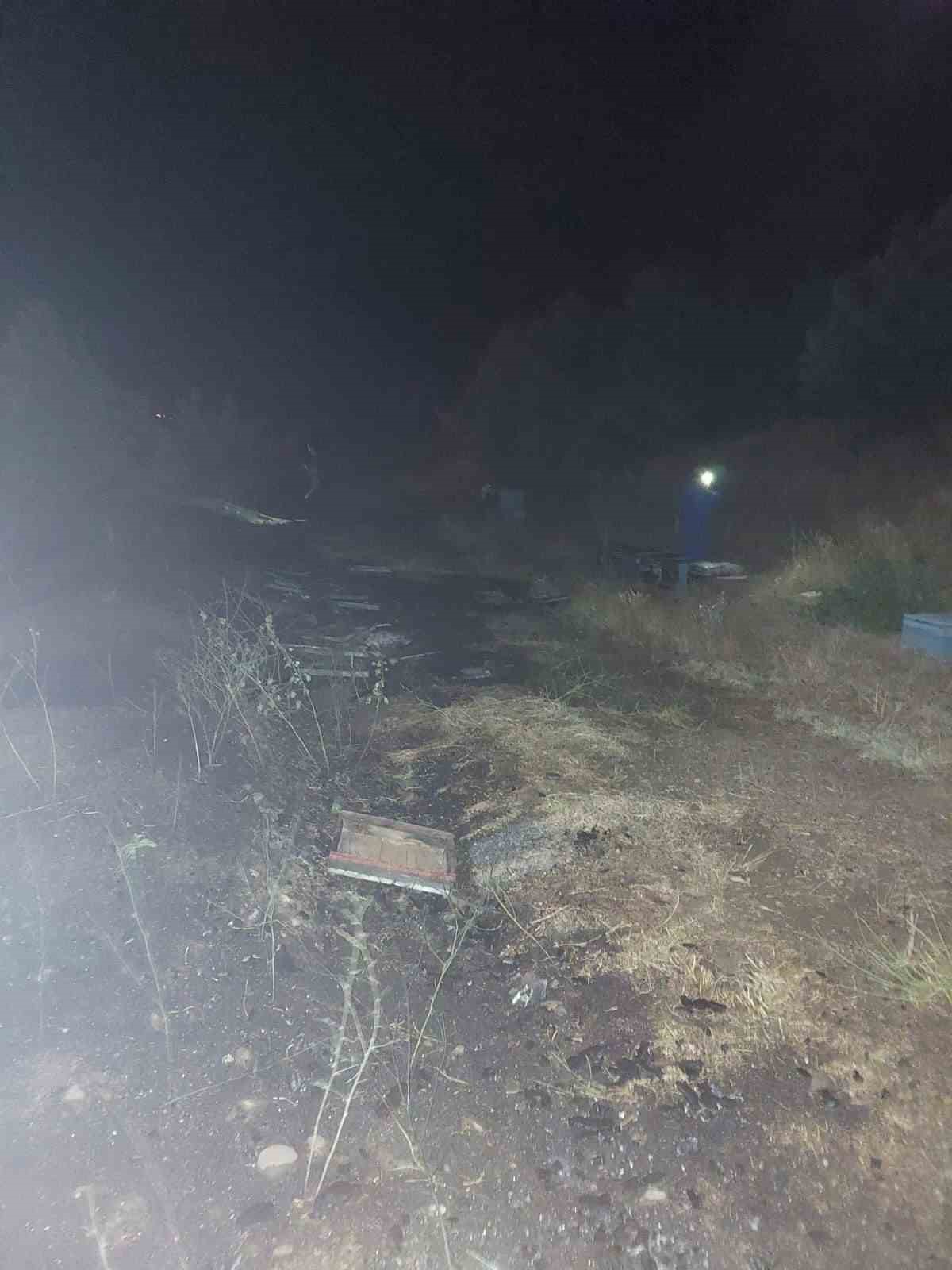 Bingöl’deki meydana gelen yangında  arı kovanları  zarar gördü