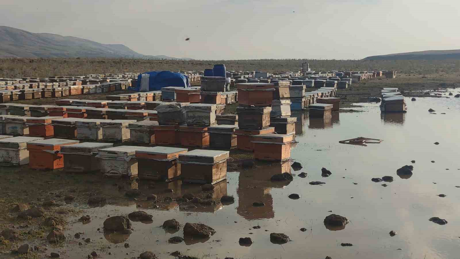 Van’da etkili olan  sağanak yağış arı kovanlarına zarar  verdi