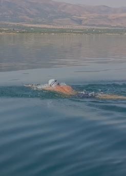 Barajda 3 kilometre yüzerek ilçeye ulaştı