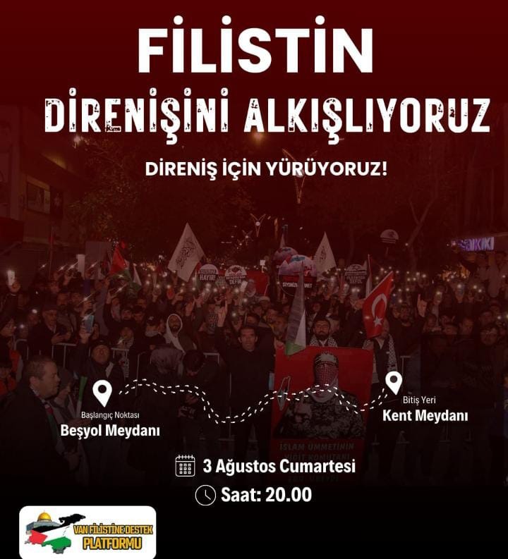 Vanlılar bugün Filistin için tek yürek olacak!