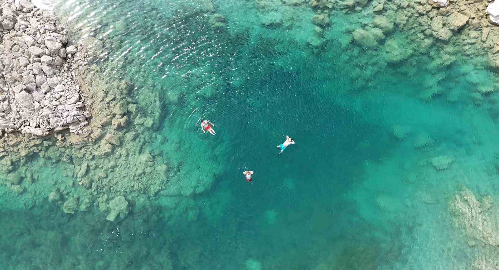 Berrak sularda yüzmenin keyfini çıkardılar