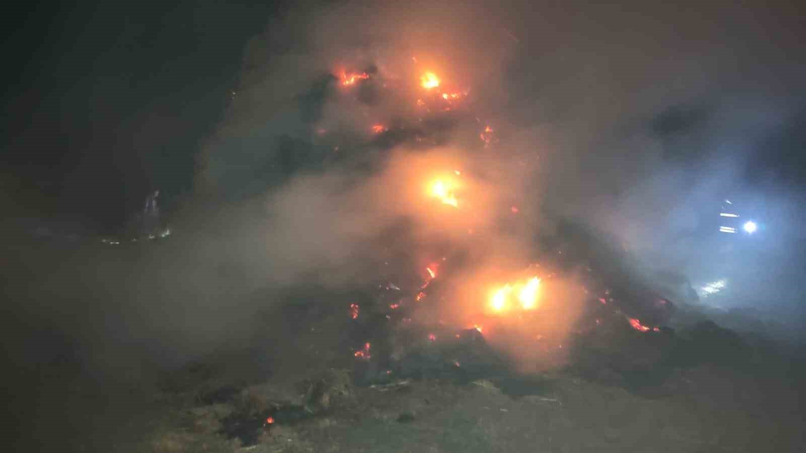 Kars’ta meydana gelen yangında 2 bin 500 balya ot kül oldu