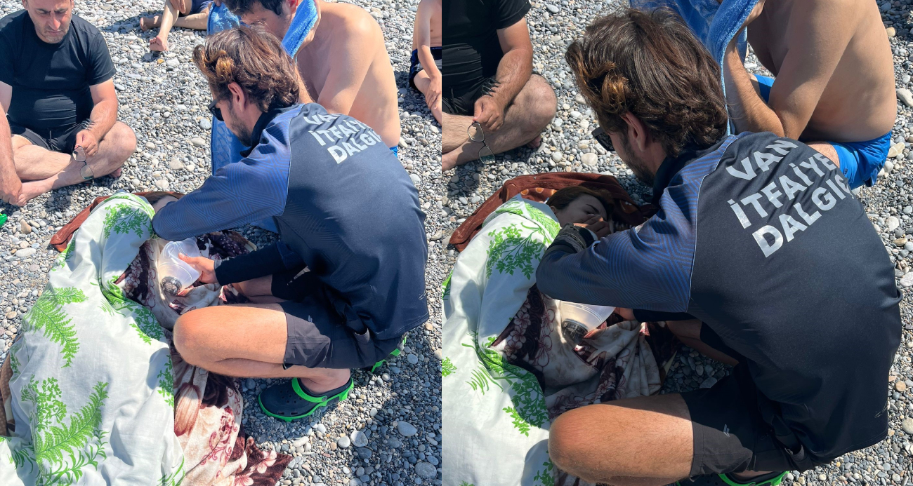 Van’ın Mavi Bayraklı Halk Plajı’nda hipotermi geçiren kadın kurtarıldı