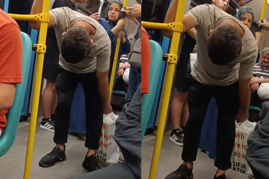 Madde etkisindeki kişi toplu ulaşımda korku saçtı
