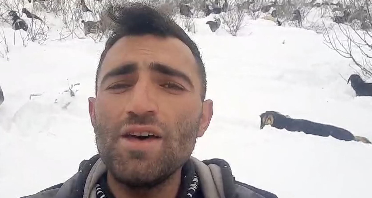 Çobandan karlı yaylada müzik şov