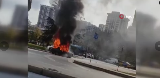 Fiat Tofaş araç alev alev yandı