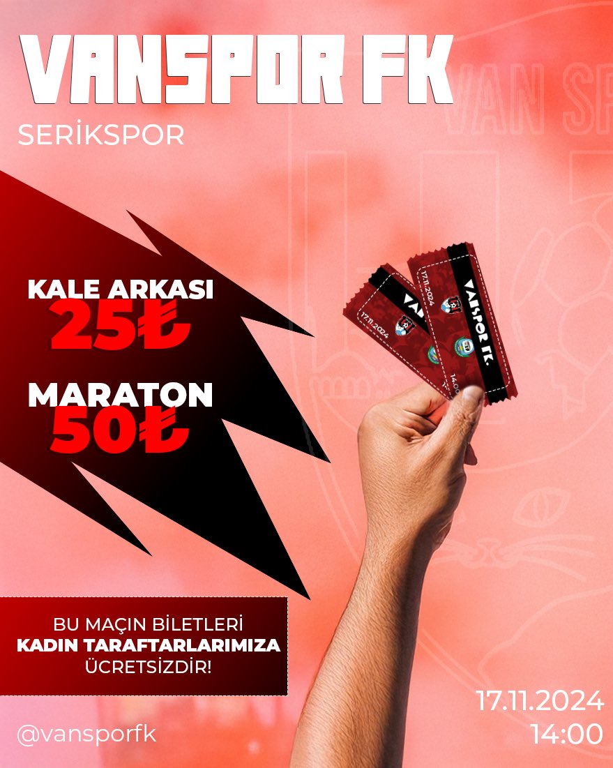 Vanspor Maç Bilet Fiyatları belli oldu.