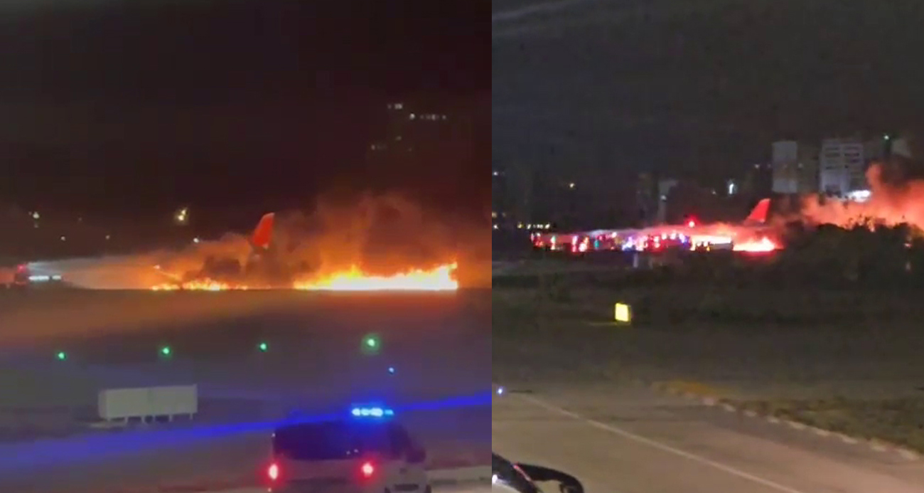 Antalya Havalimanı’na inişe geçen Rus yolcu uçağında yangın çıktı