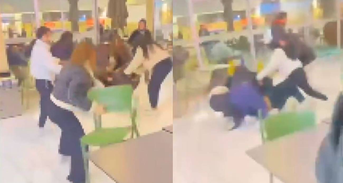 Kızlar arasında tekme ve yumruklu kavga