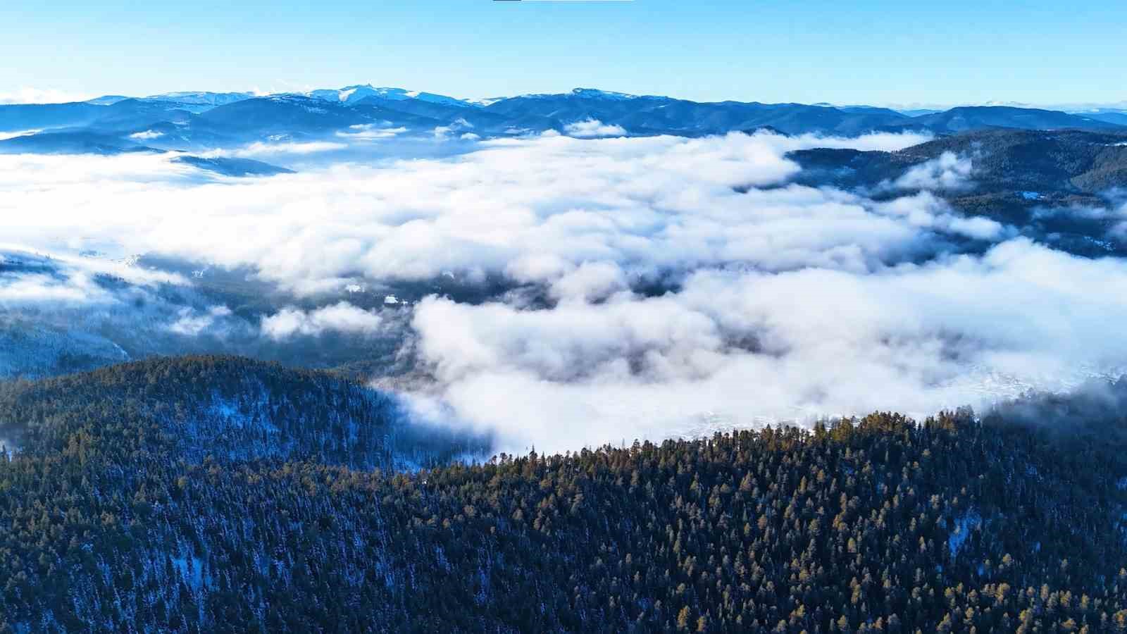 Yeşil ile beyazın buluşması havadan görüntülendi