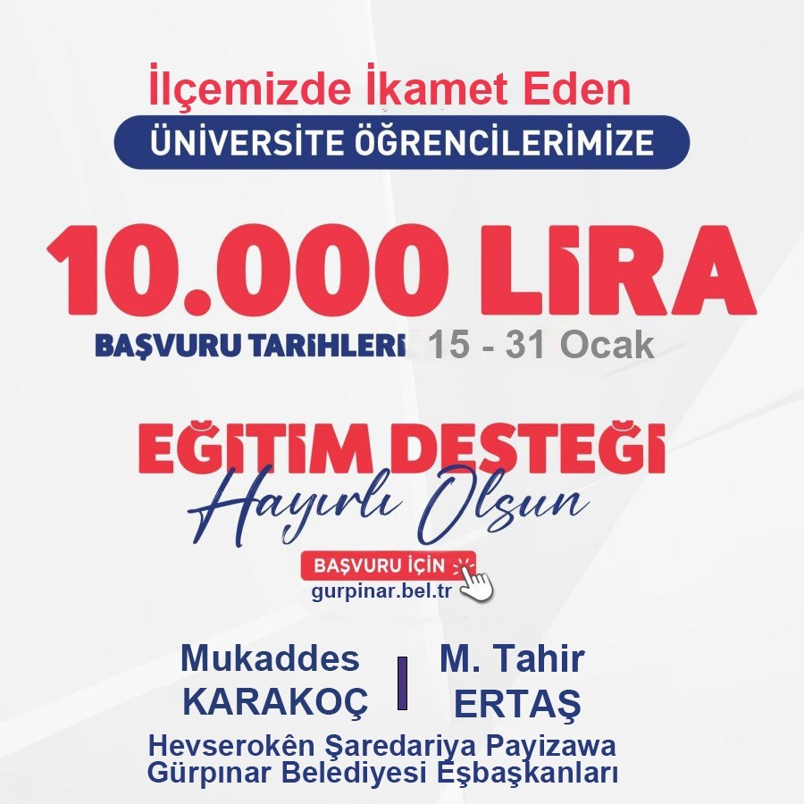 Gürpınar Belediyesi’nden üniversite öğrencilerine müjde!