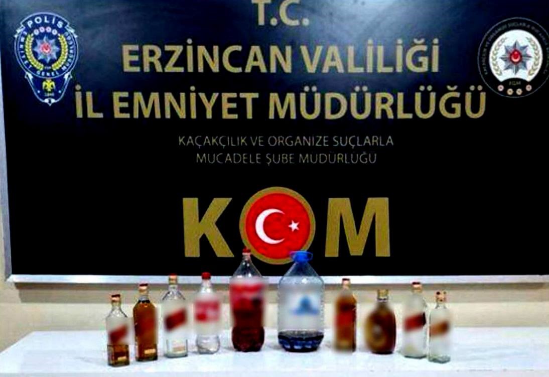 Erzincan’da  kaçak ve el yapımı alkol ele geçirildi
